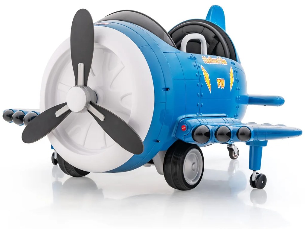 Avião elétrico para crianças com joysticks de controlo remoto Perfis aerodinâmicos dobráveis e hélice rotativa Azul