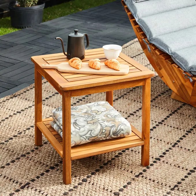 Mesa Jardim auxiliar Washington em madeira de acácia 45x45x45cm Castanha