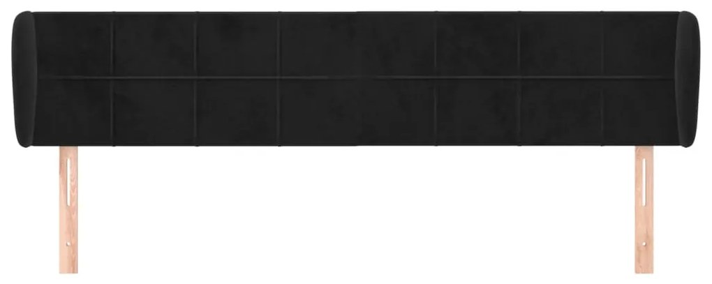 Cabeceira de cama c/ abas veludo 203x23x78/88 cm preto