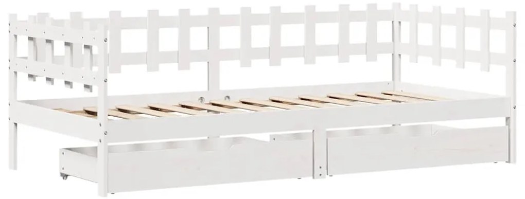 Sofá-cama com gavetas 80x200 cm madeira de pinho maciça