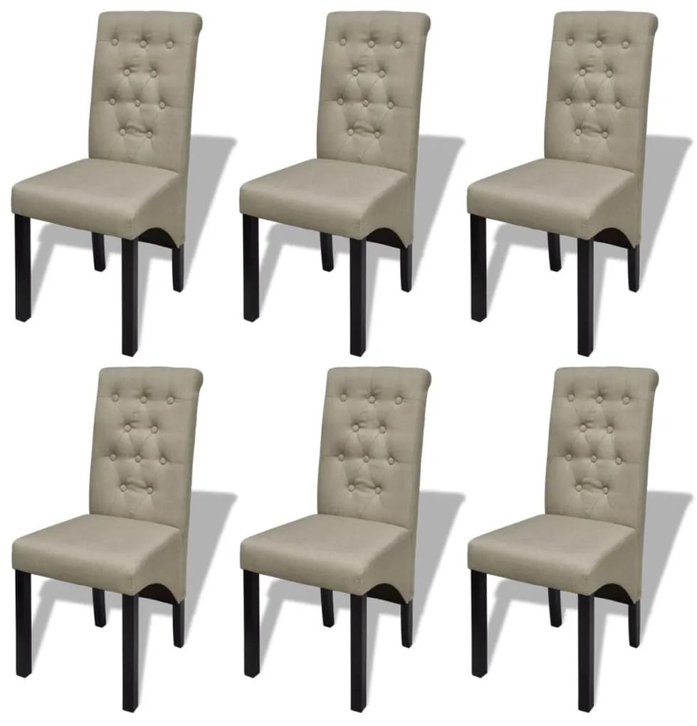 Cadeiras de jantar 6 pcs tecido bege