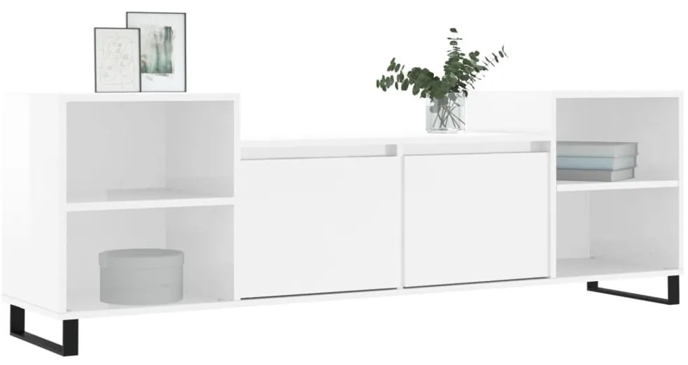 Móvel de TV 160x35x55 cm derivados de madeira branco brilhante