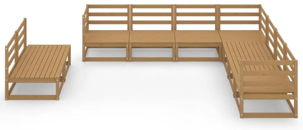 9 pcs conjunto lounge de jardim pinho sólido castanho mel