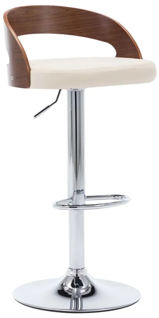 Bancos de bar 2 pcs couro artificial creme e madeira curvada