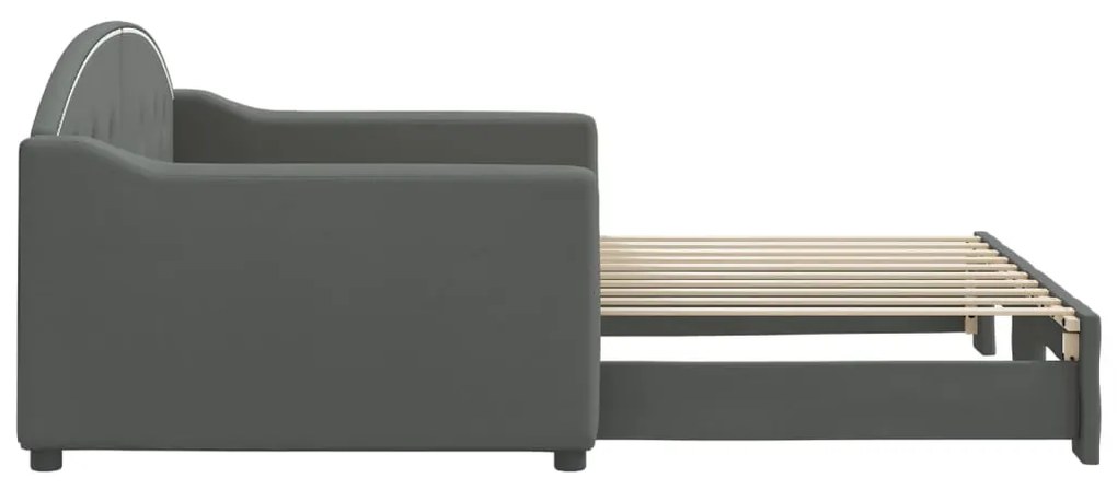 Sofá-cama com gavetão 90x190 cm tecido cinzento-escuro