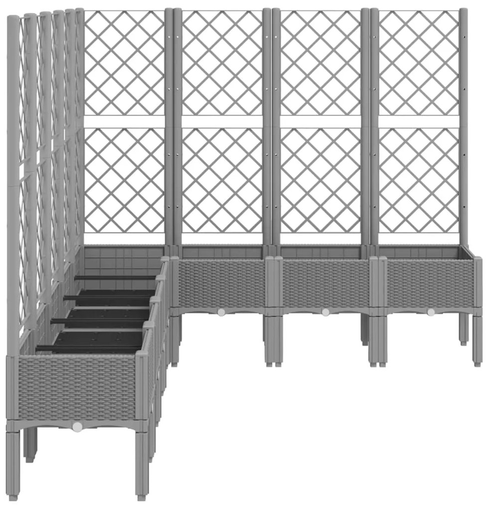 Vaso/floreira jardim c/ treliça 200x160x142 cm PP cinza-claro