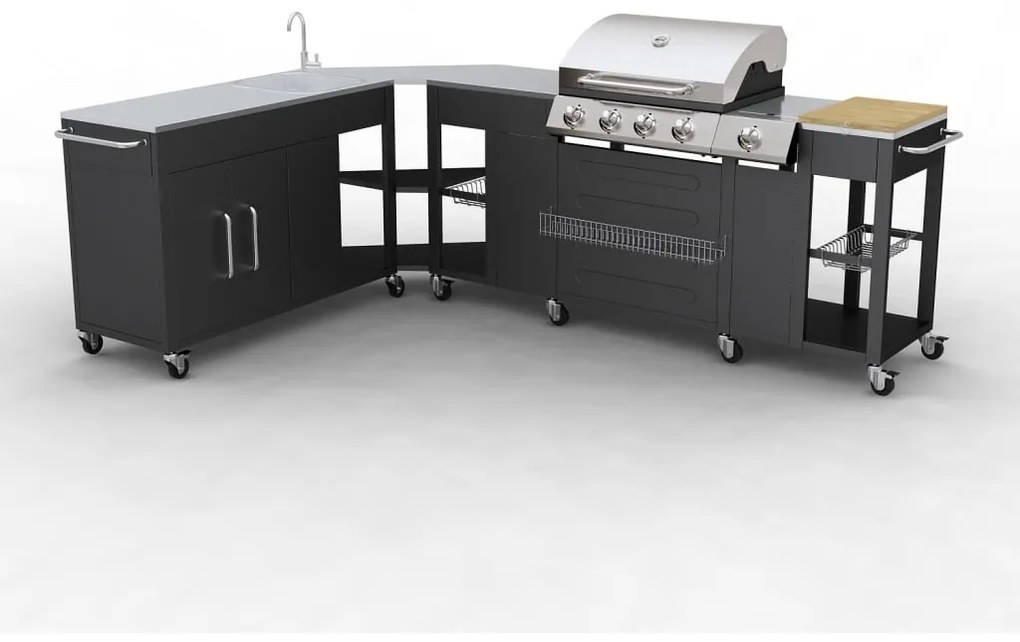 vidaXL Grelhador/barbecue a gás 4+1 queimadores