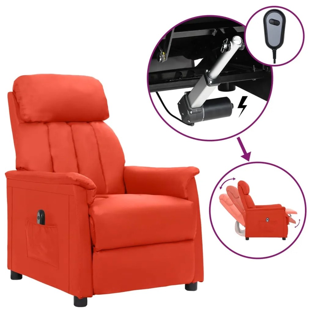 vidaXL Poltrona reclinável elétrica couro artificial vermelho