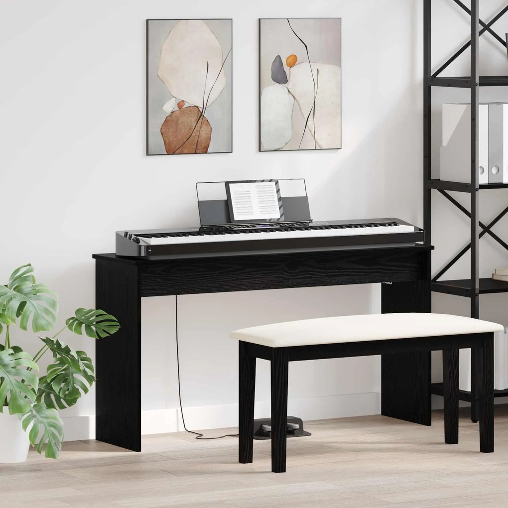 vidaXL Suporte de Teclado Carvalho Preto 120 x 32 x 64 cm