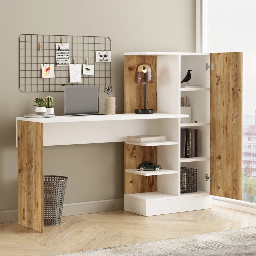 Secretária de Estudo CT2 – Pinho Atlântico e Branco – 152,3cm x 120cm