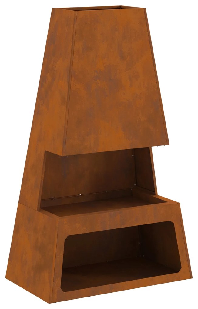 Fogão a lenha vidaXL com armazenamento de toras 60x35x100 cm em aço re