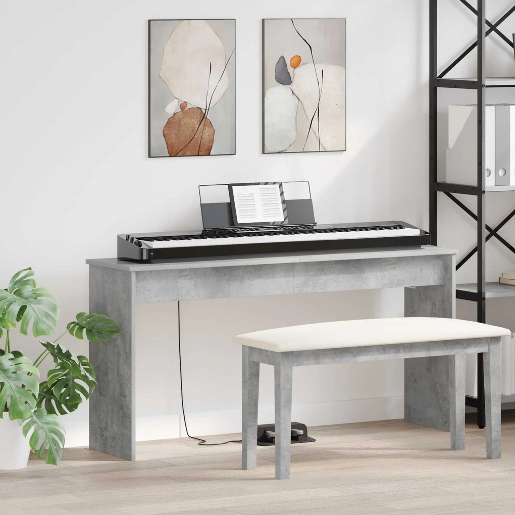 vidaXL Suporte de Teclado Cinzento 130 x 32 x 64 cm Madeira processada