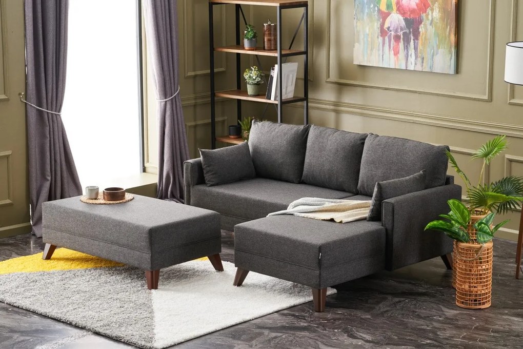 Sofá-Cama de Canto Bella – Antracite – 205x85x81 cm