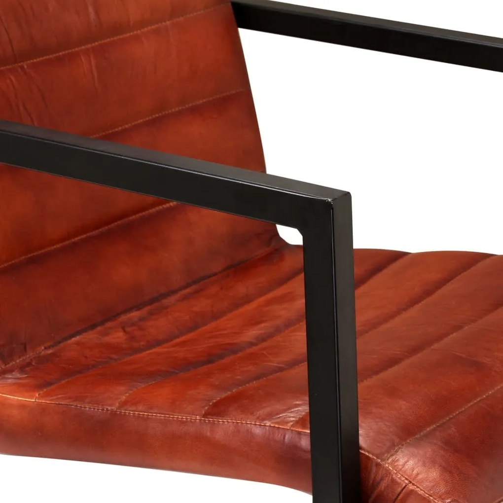 Cadeiras de jantar 2 pcs couro genuíno castanho