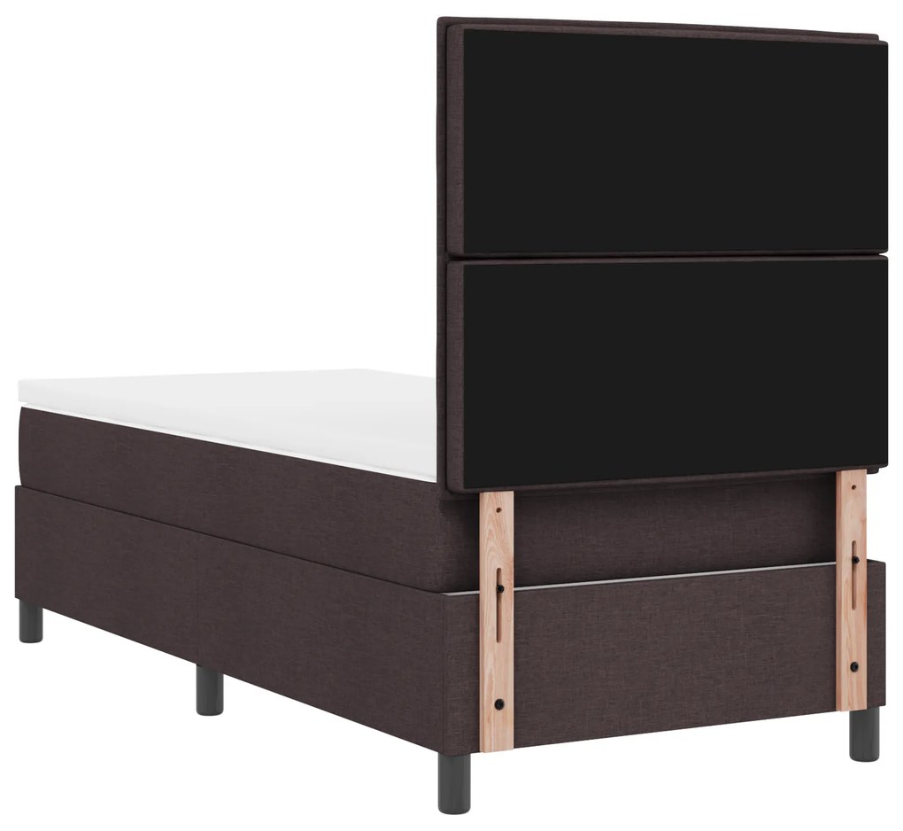 Cama Box Spring com Colchão Castanho 90x200 cm Tecido