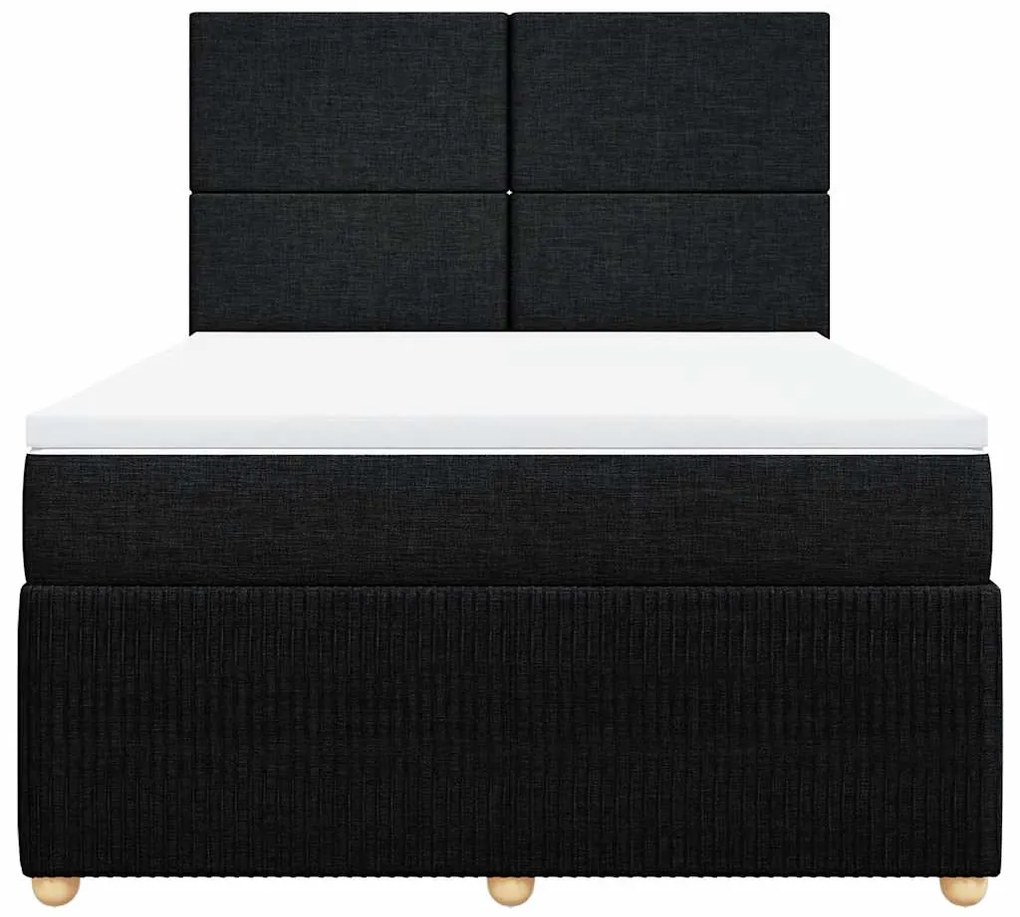 Cama com molas/colchão 160x200 cm tecido preto