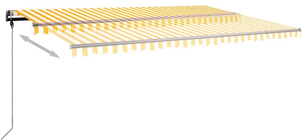 Toldo retrátil manual com LED 500x350 cm amarelo e branco