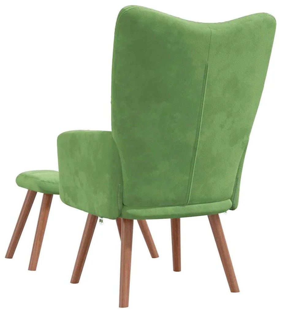Cadeira de descanso com banco veludo verde-claro