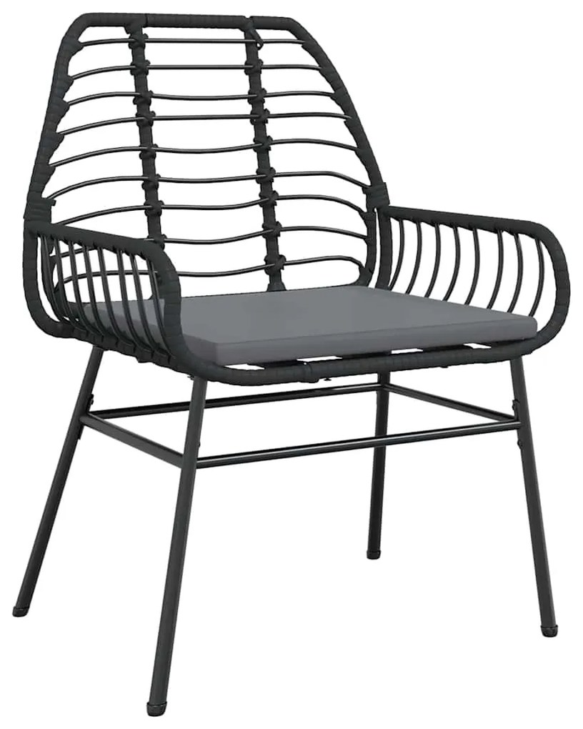 Conjunto de jantar jardim 7 peças almofadas vidro vime PE preto