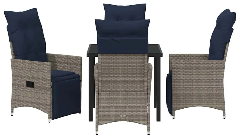 Conjunto de Jantar de Jardim vidaXL de 5 Peças com Almofadas Cinza Pol