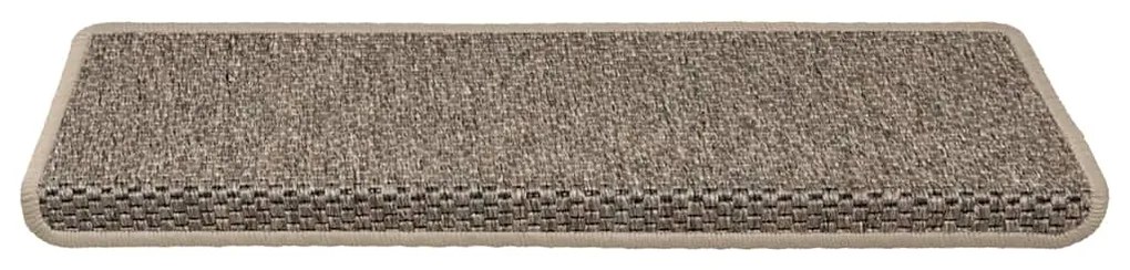 Tapetes escada adesivos aspeto sisal 30pcs 65x21x4 bege-escuro