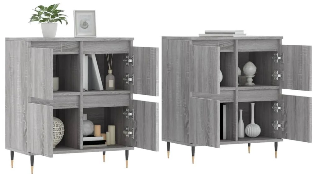 Aparadores 2 pcs derivados de madeira cinzento sonoma