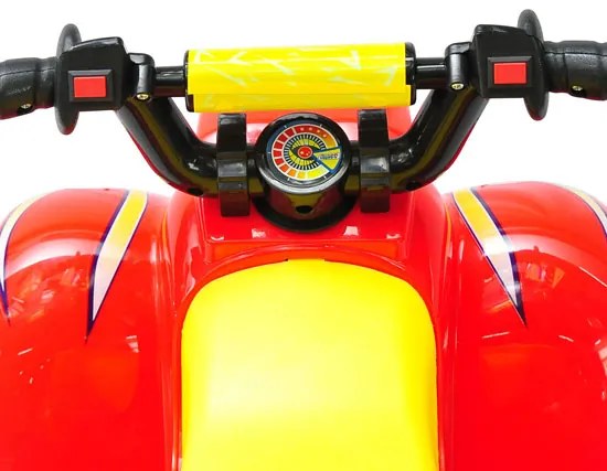 Moto-quatro Infantil com bateria, tipo Carro Elétrico- Vermelho Amarelo e Preto - Polipropileno - 65 x 43 x 43 cm