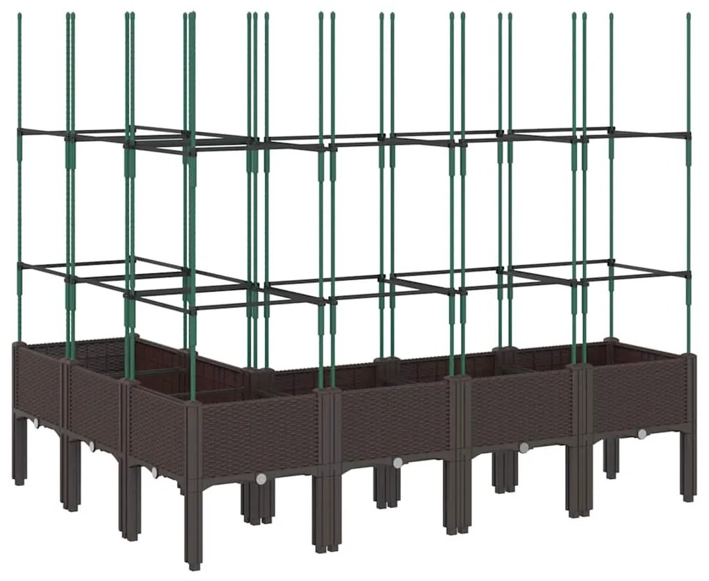 Vaso/floreira de jardim c/ treliça 160x120x142,5 cm PP castanho