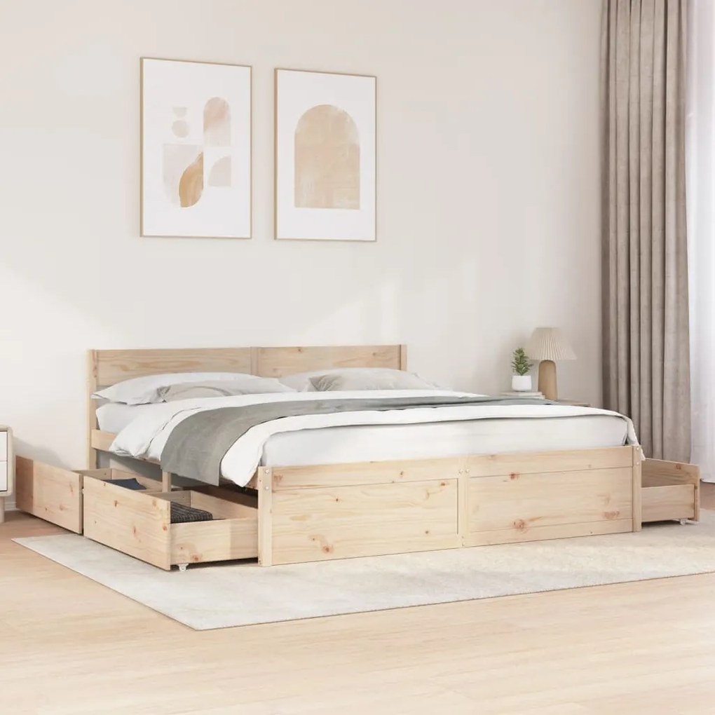 Cama sem colchão 180x200 cm madeira de pinho maciça