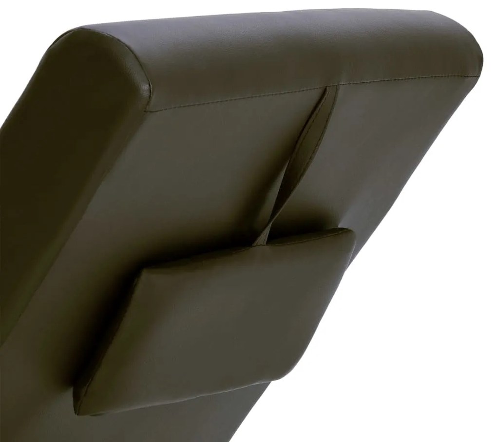 Chaise lounge com almofada couro artificial castanho