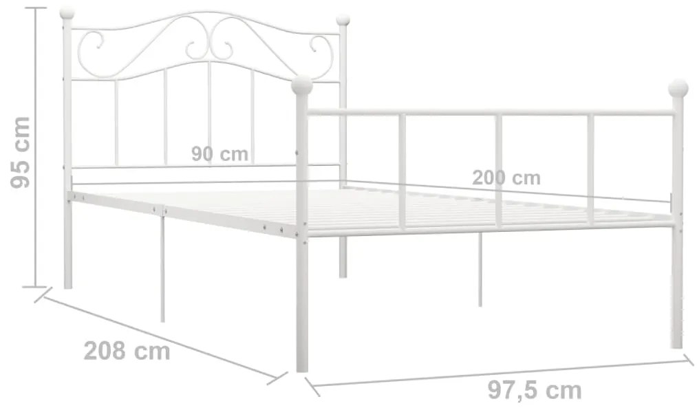 Estrutura de cama metal 90x200 cm branco