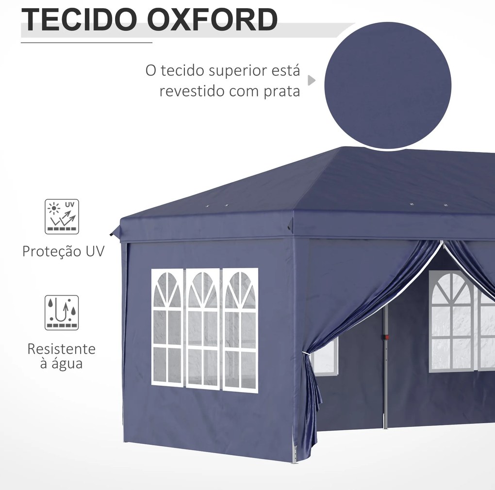 Tenda para Festas 585x295x270 cm com Paredes Laterais Amovíveis Tenda