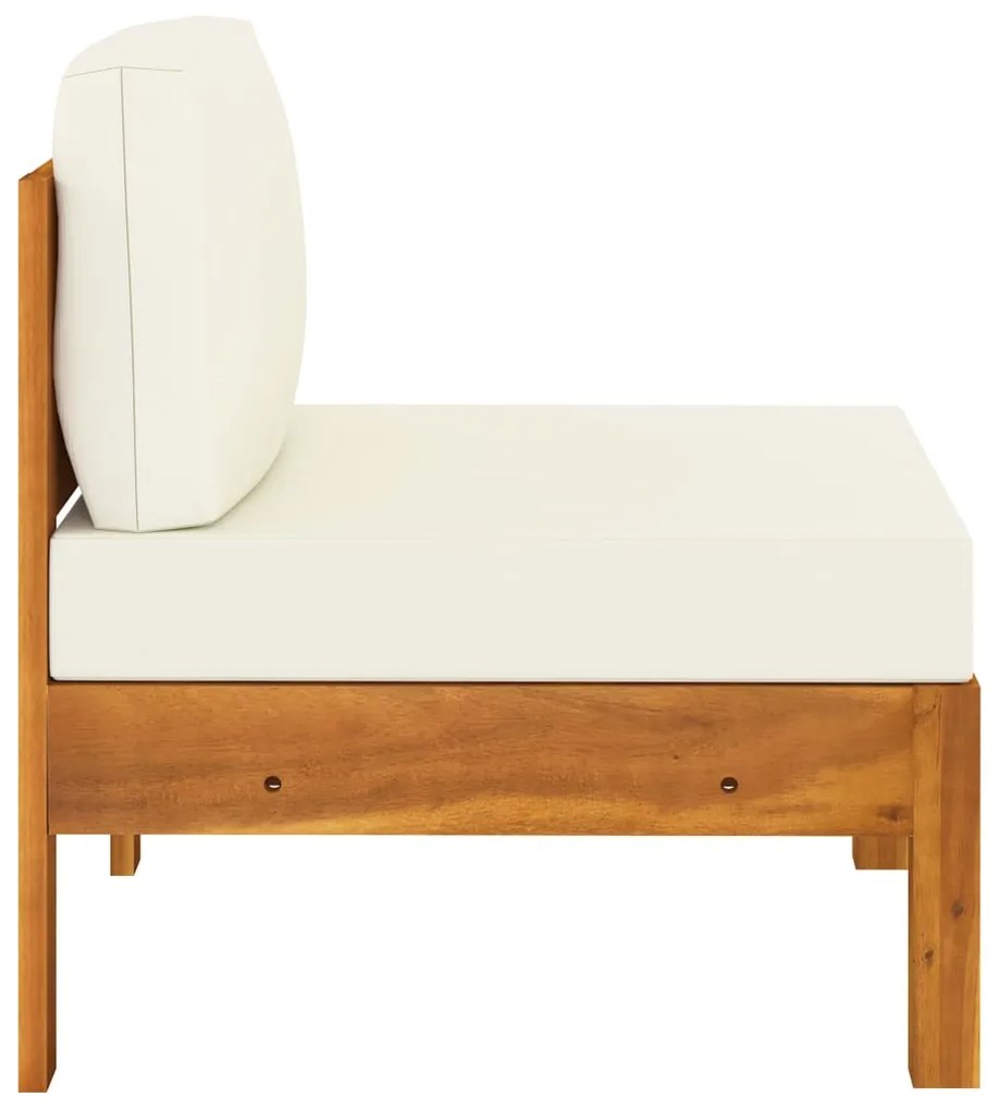 6 pcs conj. lounge de jardim c/ almofadões branco nata acácia