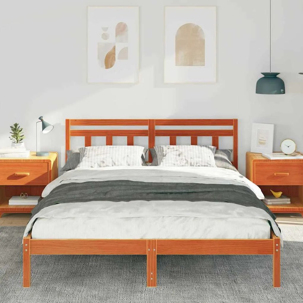 Estrutura da Cama Castanho 160 x 200 cm Madeira de pinho maciça