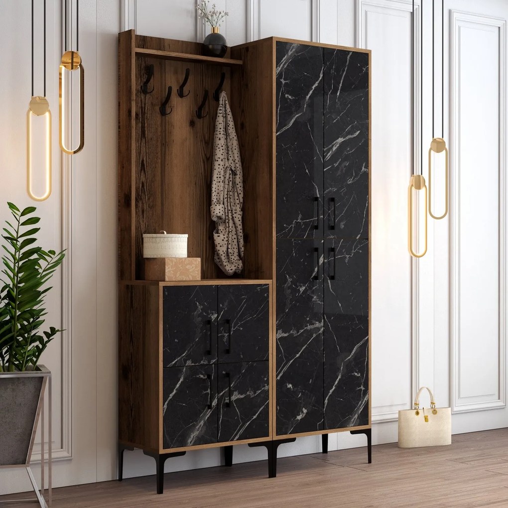 Hall Stand Berlin BA – Walnut Preto – 120x200x35 cm