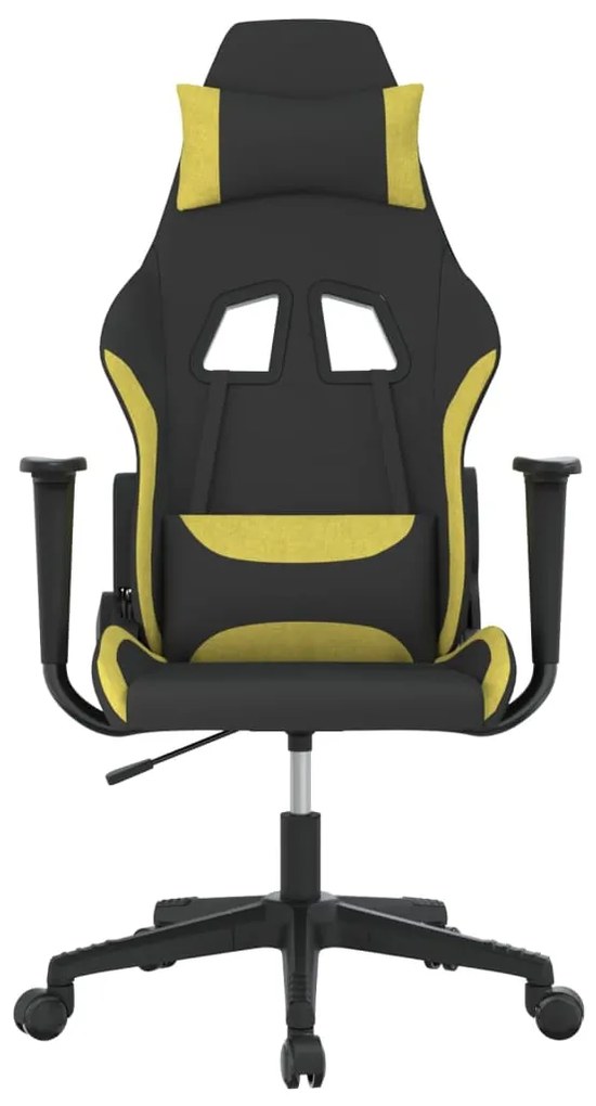 Cadeira gaming de massagens tecido preto e verde-claro