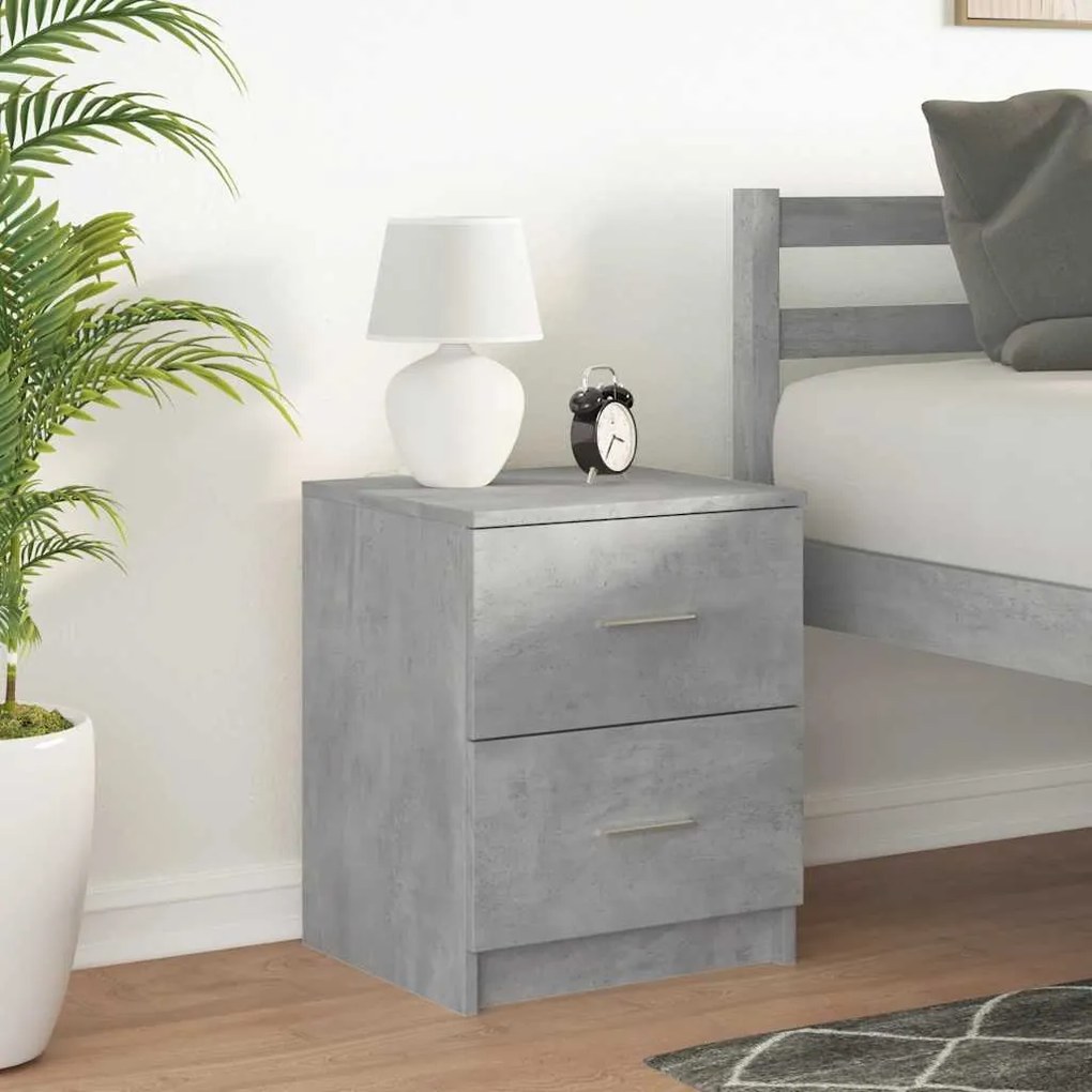 Mesa de cabeceira com 2 gavetas 40x36x50 cm cinzento cimento