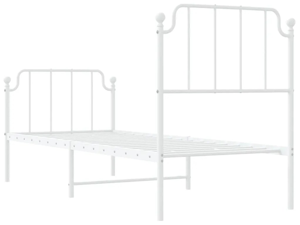 Estrutura de cama com cabeceira e pés 75x190 cm metal branco