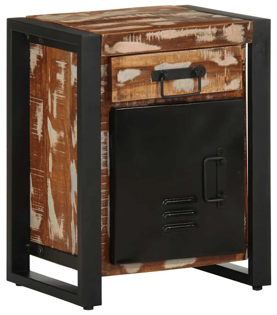 vidaXL Mesa de cabeceira multicor 40x30x50cm madeira maciça recuperada