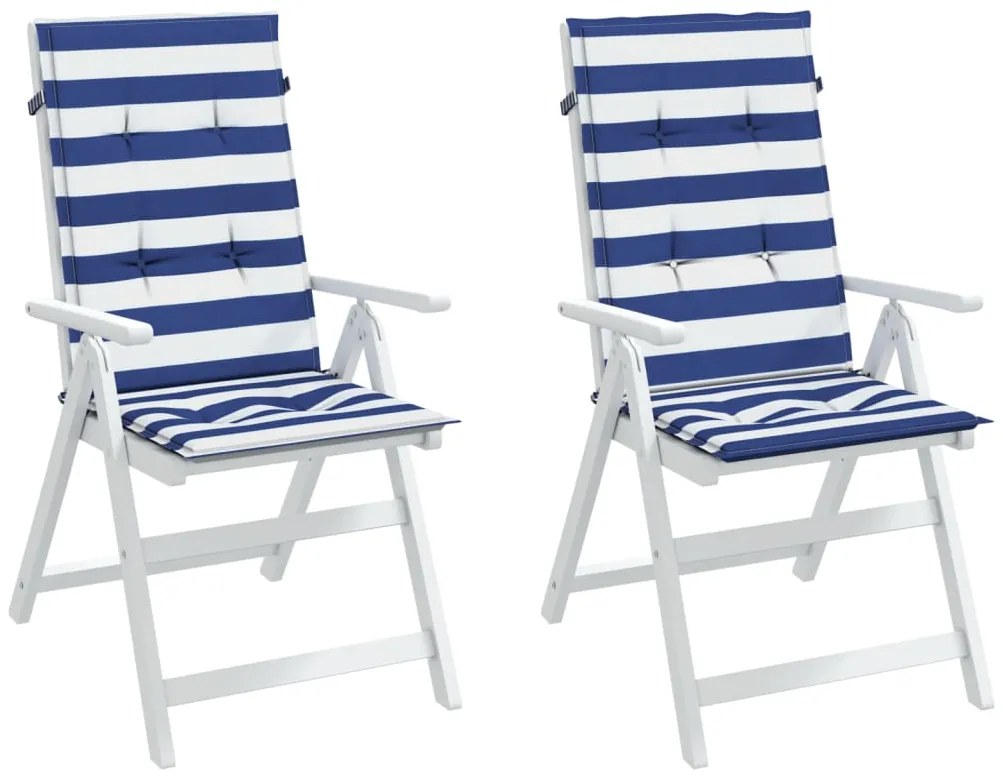 Almofadões cadeira encosto alto 2 pcs tecido riscas azul/branco