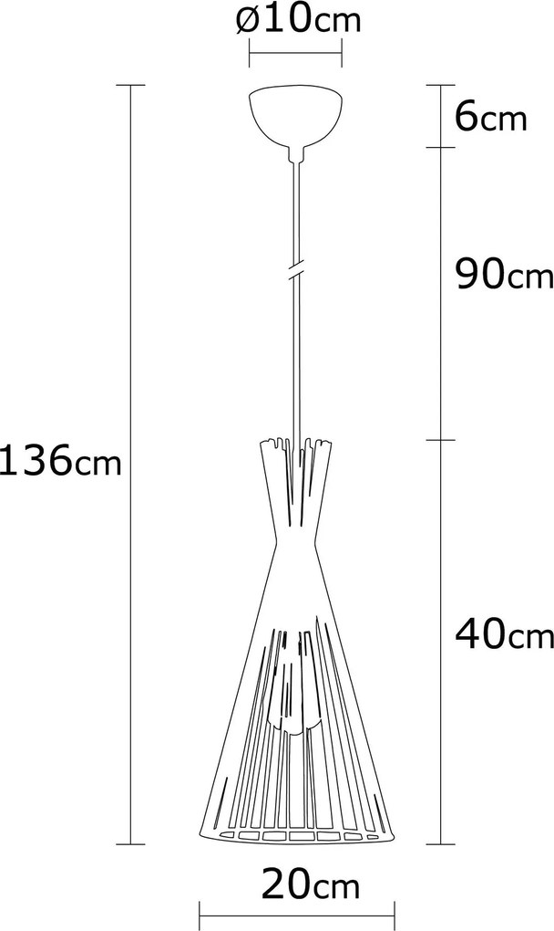 Candeeiro de Teto Mezopotamya – Preto – Diâmetro 20 cm, Altura 136 cm