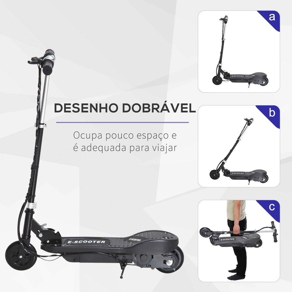 Trotinete Elétrica para Crianças + 7 Anos trotinete Dobrável com Altura Ajustável 24V Bateria Recarregável Velocidade até 12 km/h e Carga 50 kg 74x36x
