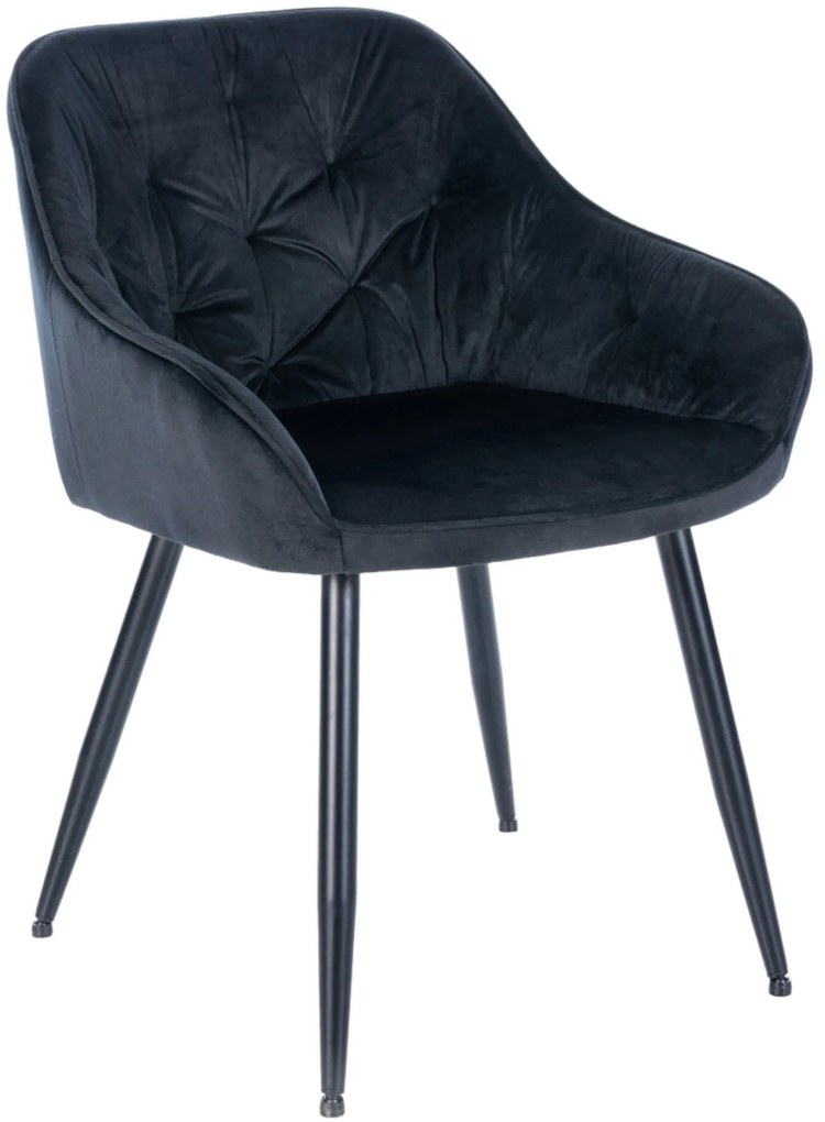 Conjunto de 2 cadeiras de sala de jantar Cassis com estofo em veludo 56 x 81 x 58 cm Preto