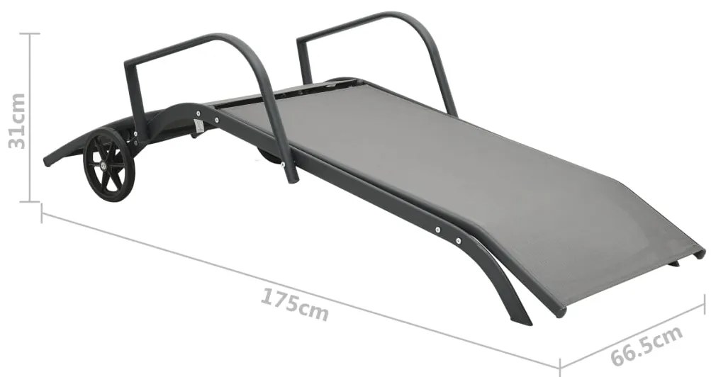 Espreguiçadeiras com mesa 2 pcs textilene e aço