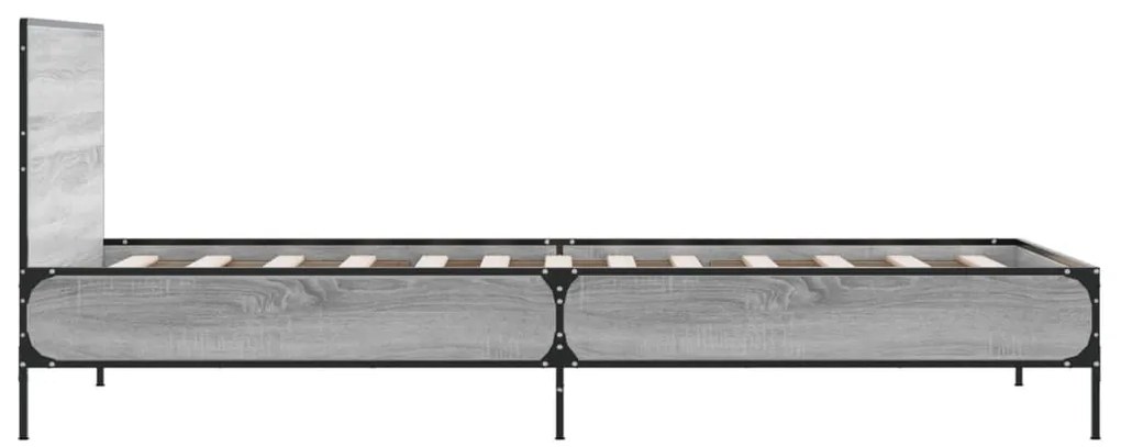 Estrutura cama 100x200 cm derivados madeira/metal cinza sonoma