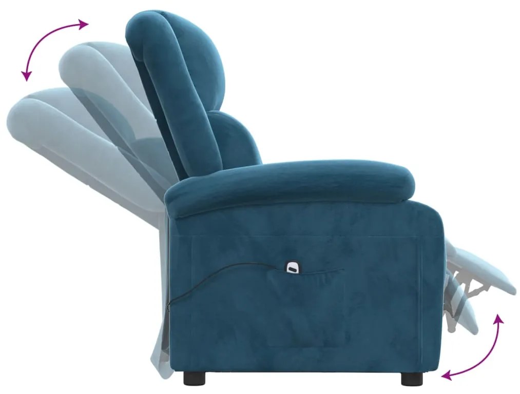 Poltrona de massagens reclinável veludo azul