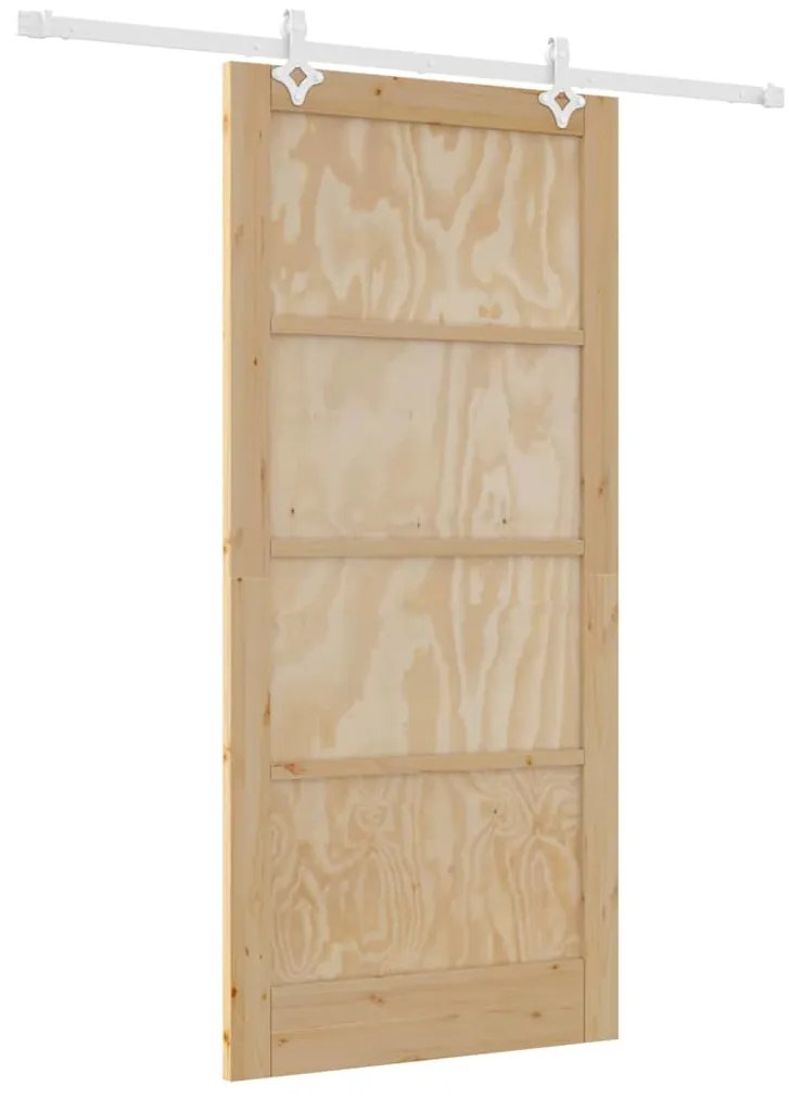 Porta Deslizante vidaXL com Kit de Hardware 93x202 cm Madeira Sólida d