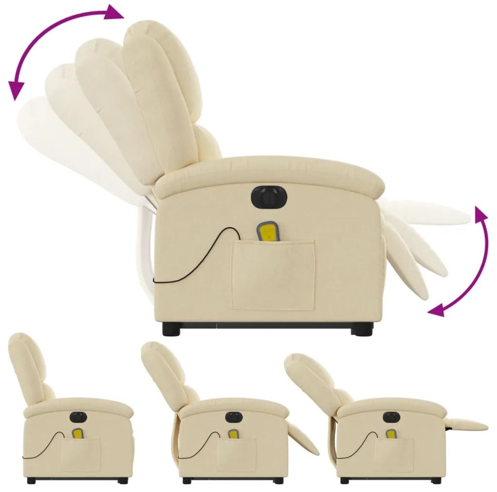 Poltrona elétrica elevatória massagens tecido creme