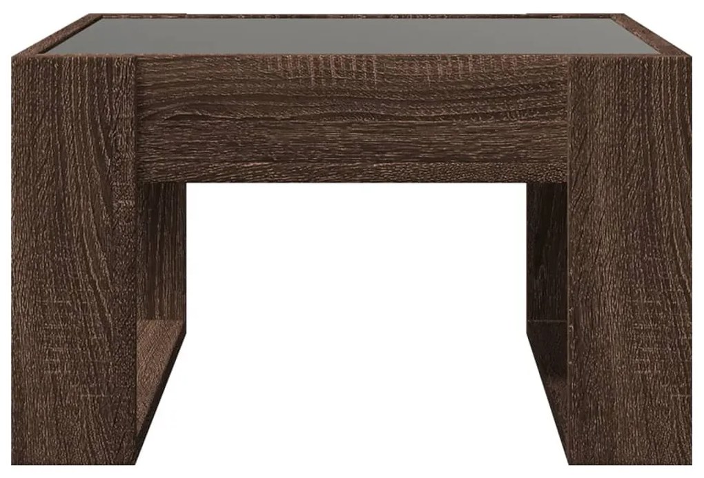 Mesa centro luzes LED Infinity 50x53x30 cm carvalho castanho