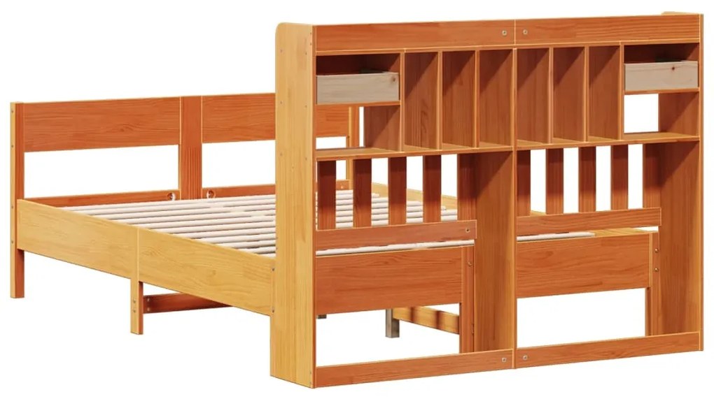Cama com estante sem colchão 140x190 cm pinho maciço
